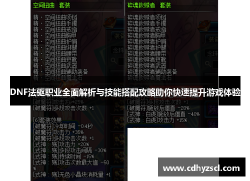 DNF法驱职业全面解析与技能搭配攻略助你快速提升游戏体验